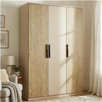 Blythe 3 Door Wardrobe with Adjustable Shelves and Hanging Rail  Oak+Cashmere