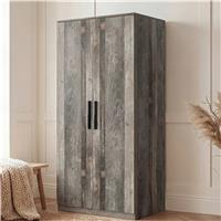 Blythe 2 Door Wardrobe with Shelves and Hanging Rail  Ash Grey