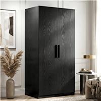 Blythe 2 Door Wardrobe with Shelves and Hanging Rail  Black