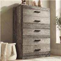 Tall 5 Drawer Chest of Drawers  Bedroom Storage  Ash Grey