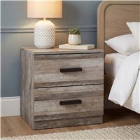 Blythe 2 Drawer Bedside Table  Nightstand Drawers  Ash Grey