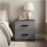 Blythe 2 Drawer Bedside Table  Nightstand Drawers  Walnut
