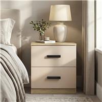 Blythe 2 Drawer Bedside Table  Nightstand Drawers  Oak+Cashmere