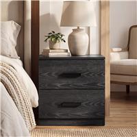 Blythe 2 Drawer Bedside Table  Nightstand Drawers  Black
