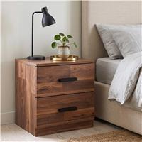 Blythe 2 Drawer Bedside Table  Nightstand Drawers  Dark Bronx