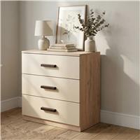 Blythe 3 Drawer Chest  Small Chest of Drawers  Oak+Cashmere