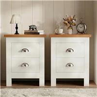 Pair of 2 Drawer Bedside Tables  Shaker Style Nightstands  White
