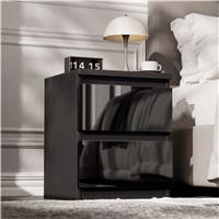High Gloss 2 Drawer Bedside Table  Nightstand Drawers  Black