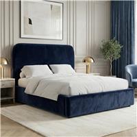 Pluva Velvet Ottoman Storage Bed Frame, Blue Small Double