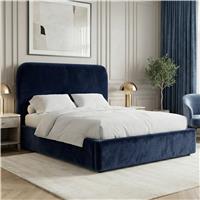 Pluva Velvet Ottoman Storage Bed Frame, Blue Double