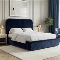 Pluva Velvet Ottoman Storage Bed Frame, Blue King