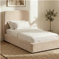 Pluva Velvet Ottoman Storage Bed Frame, Beige Single