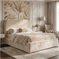 Pluva Velvet Ottoman Storage Bed Frame, Beige Small Double