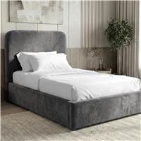 Pluva Velvet Ottoman Storage Bed Frame, Grey Single