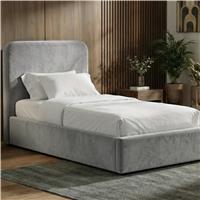 Pluva Velvet Ottoman Storage Bed Frame, Light Grey Single
