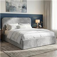 Pluva Velvet Ottoman Storage Bed Frame, Light Grey Double