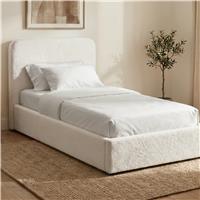 Sofna Boucle Ottoman Storage Bed Frame, White Single