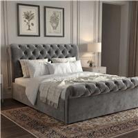 Chesterfield Velvet Ottoman Storage Bed Small Double Grey