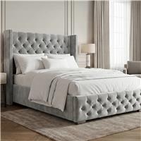 Cross Velvet Ottoman Storage Bed Small Double Light Grey