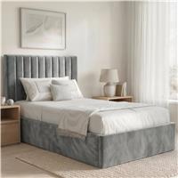 Vertical Single Ottoman Storage Bed Grey Velvet