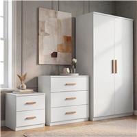 Blythe 3 Piece Bedroom Furniture Set  White, Wardrobe & Drawers