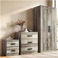 Blythe 3 Piece Bedroom Furniture Set  Ash Grey, Wardrobe & Drawers