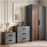 Blythe 3 Piece Bedroom Furniture Set  Walnut, Wardrobe & Drawers