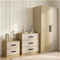 Blythe 3 Piece Bedroom Set  Oak Cashmere, Wardrobe & Drawers