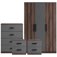 Blythe Walnut Grey 4 Piece Bedroom Furniture Set