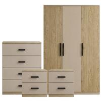 Blythe Oak Cashmere 4 Piece Bedroom Furniture Set