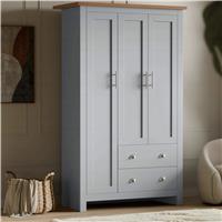 Shaker Grey 3 Door Wardrobe with Drawers and Shelves
