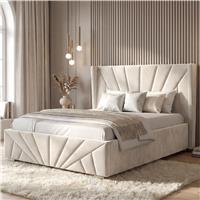 Sunrise Velvet Ottoman Storage Bed Beige Small Double