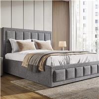 Linen Super King Grey Ottoman Storage Bed Frame