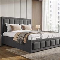 Linen Super King Dark Grey Ottoman Storage Bed Frame