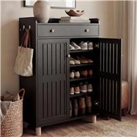 5Tier Shoe Storage Cabinet with Adjustable Shelves Hallway Black