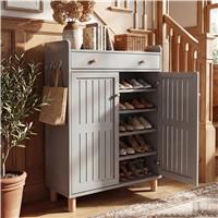 5-Tier Shoe Storage Cabinet with Adjustable Shelves Hallway Grey