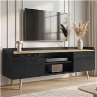 Larvik Black TV Unit with Storage 140cm for TVs up to 55"