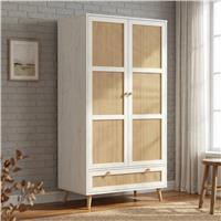 Wovena Rattan 2 Door Wardrobe with Drawers  White