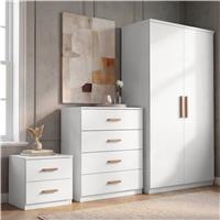 Blythe 3 Piece Bedroom Set - White, Wardrobe & Drawers