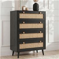 Wovena Rattan 4 Drawer Chest of Drawers, Black