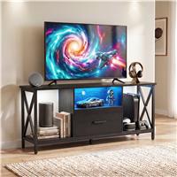 Calvera Black LED TV Stand with Storage for TVs up to 50" 112cm