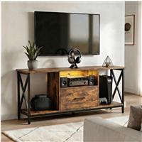 Calvera Industrial Rustic LED TV Stand with Storage