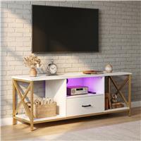 Calvera White LED TV Stand with Storage for TVs up to 55" 140cm