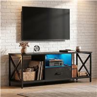 Calvera Black LED TV Stand with Storage for TVs up to 55" 140cm