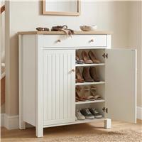 Linra White 4 Tier Painted Shoe Storage Cabinet With Drawer