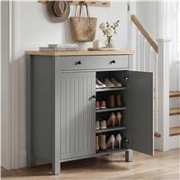 Linra Grey 4 Tier Painted Shoe Storage Cabinet With Drawer