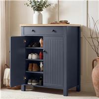 Linra Blue 4 Tier Shoe Storage Cabinet With Drawer Oak Top
