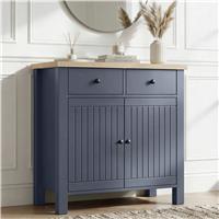 Linra Blue Sideboard Cabinet with Oak Top and Storage