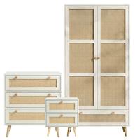 Wovena Rattan 3 Piece Bedroom Furniture Set White