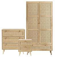 Wovena Rattan 3 Piece Bedroom Furniture Set Oak Effect
